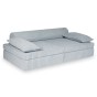 Sofa do zabawy rozłożona jako materac dziecięcy – wygodna leżanka z modnej tkaniny wafel