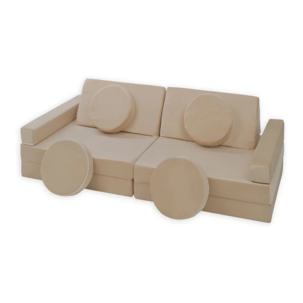 Cappuccino sofa modułowa dla dzieci 10 elementów – gładki zestaw do pokoju boho