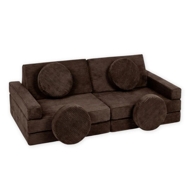 Brązowa sofa modułowa 10 el. ze sztruksu – meble piankowe w odcieniu Chocolate Dream