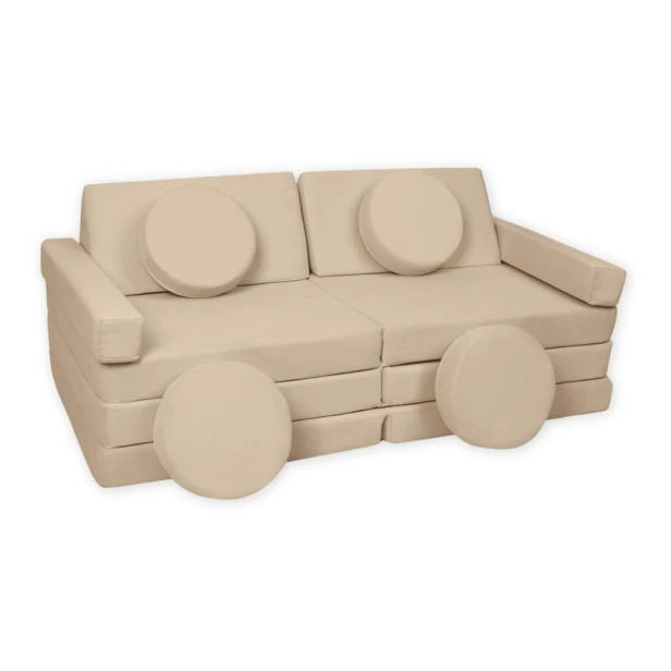 Sofa modułowa Cappuccino welurowa 14 el. – eleganckie meble piankowe do zabawy