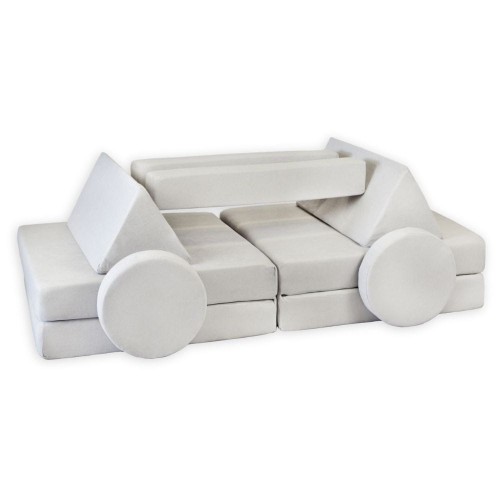 Szara sofa modułowa dla dzieci 10 elementów – gładka kanapa piankowa BrickNest