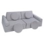 Szara sofa modułowa 10 el. pikowana – elegancka kanapa piankowa dla dzieci