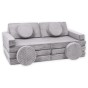 Szara sofa modułowa 14 el. ze sztruksu – duży piankowy plac zabaw BrickNest