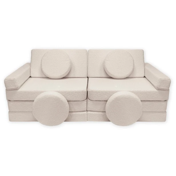 Cappuccino sofa modułowa 14 elementów bukla – duży piankowy plac zabaw baranek BrickNest