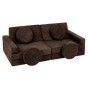 Brązowa sofa modułowa sztruks dla dzieci czekoladowa