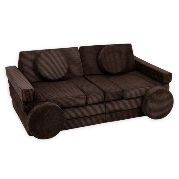 Sofa modułowa XXL sztruks brązowa 14 elementów czekoladowa
