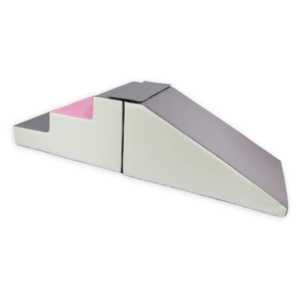 Zestaw piankowy zjeżdżalnia i schodki dla dziewczynki – mix kolorów biało-szaro-różowy