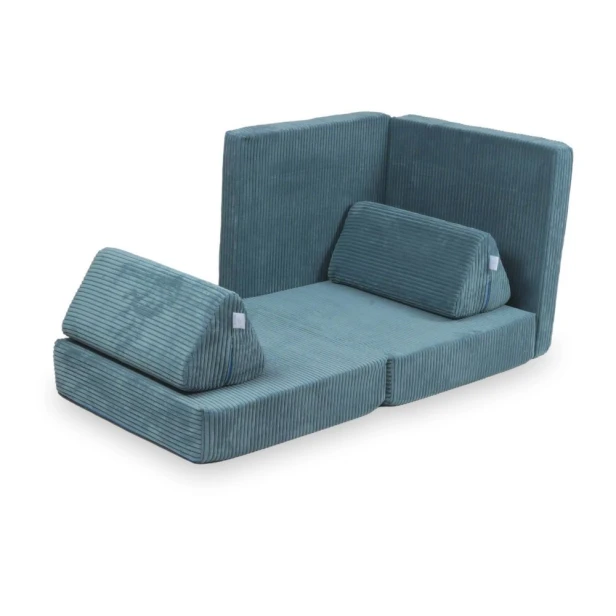 Niebieska błękitna sofa modułowa sztruksowa dla chłopca
