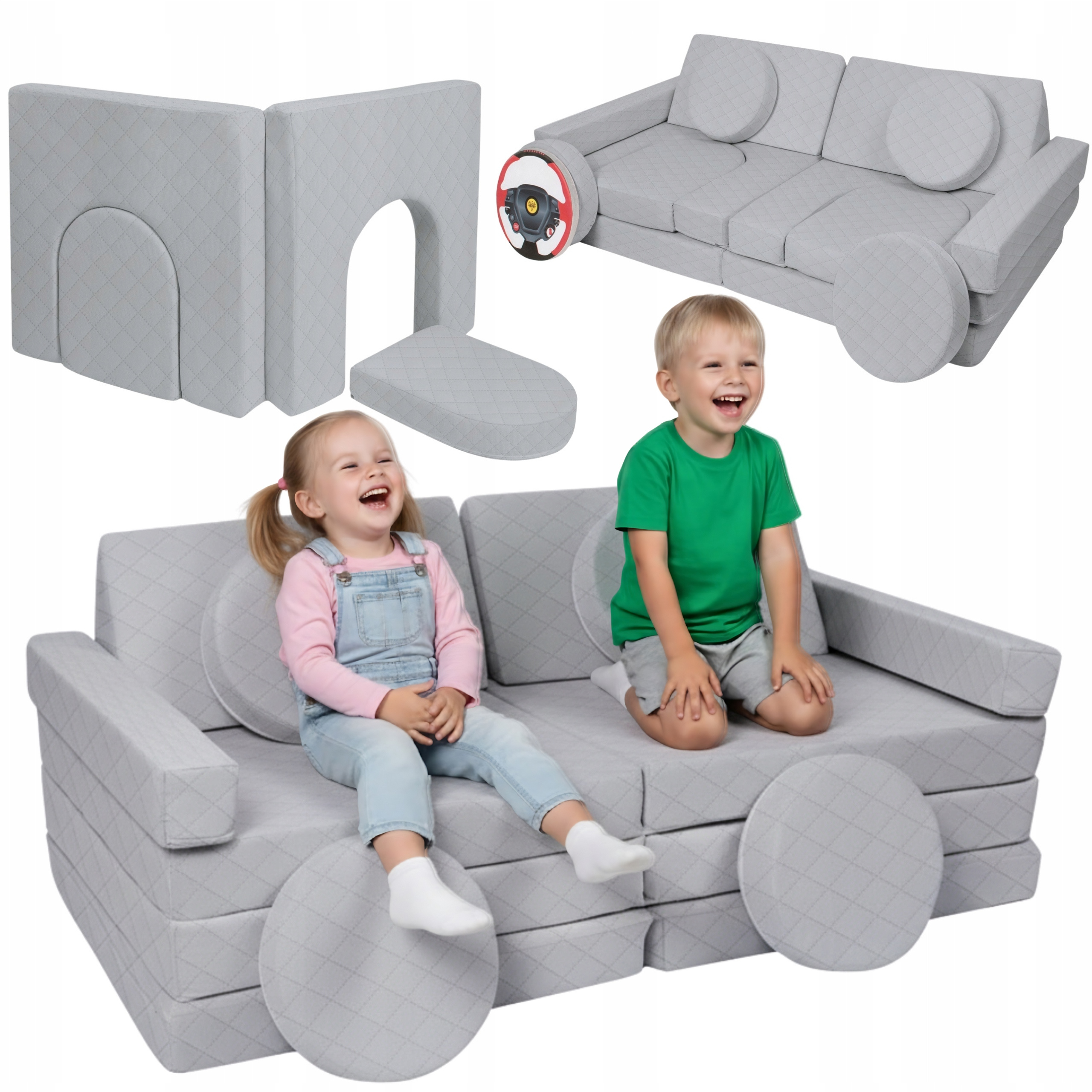 Sofa pikowana - dzieci bawiące się